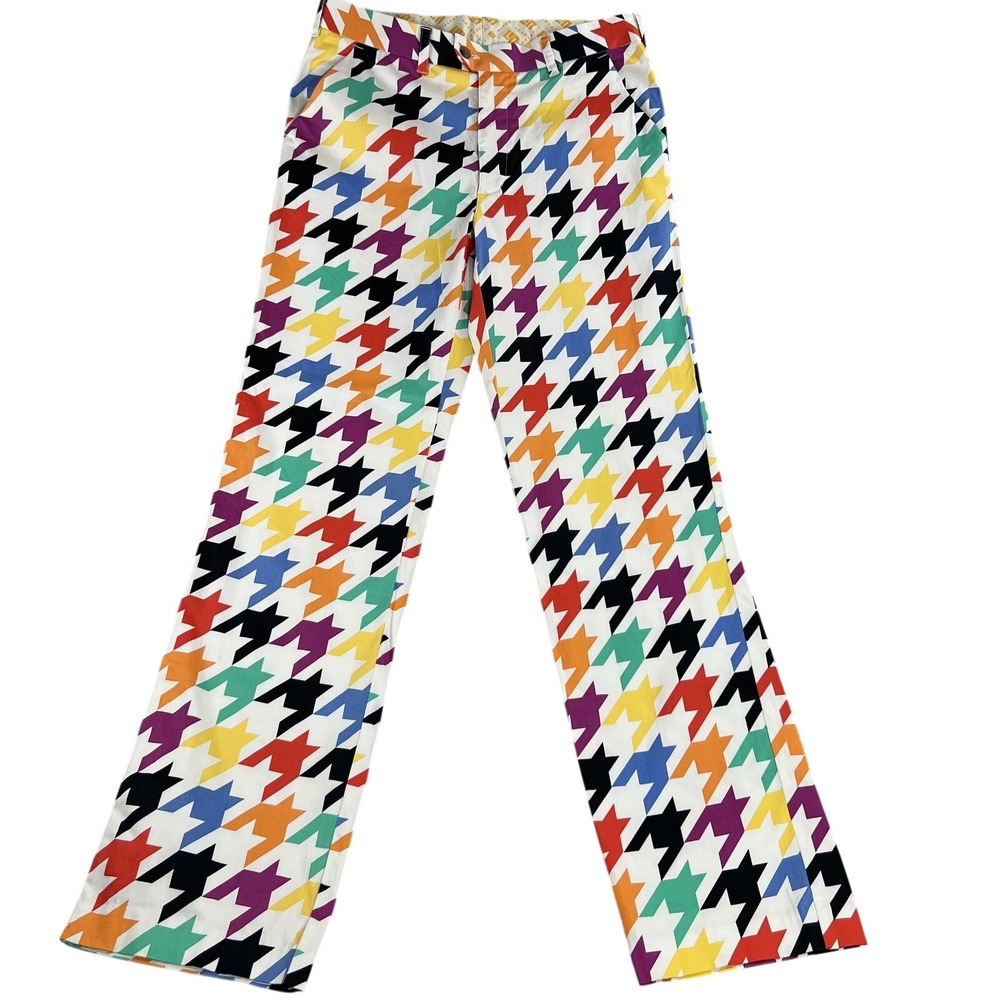 Loudmouth Golf Pants 36 x 34 Rainbow Houndstooth Razzle Dazzle Trousers Funny